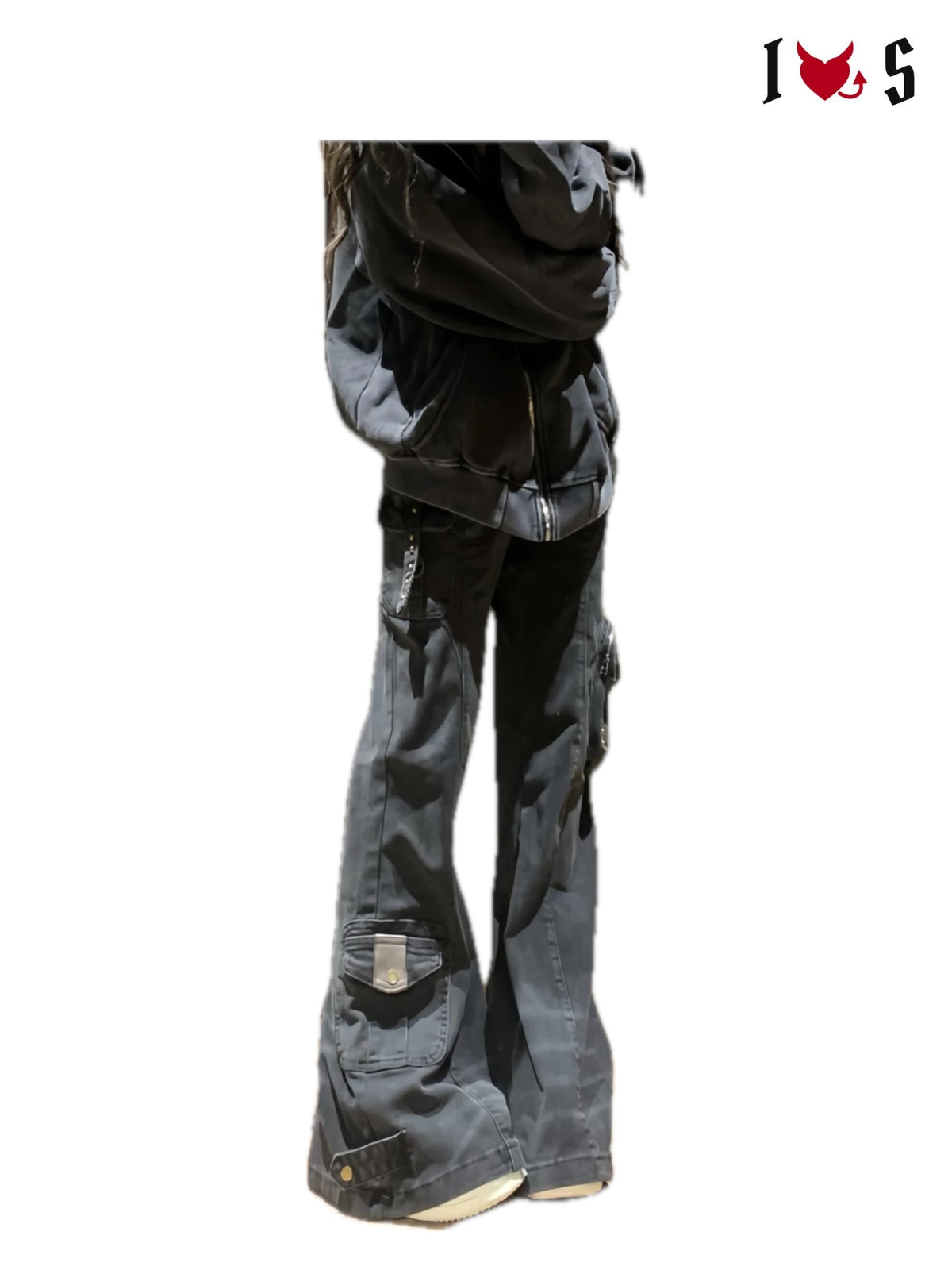 Cargo flare jeans styled