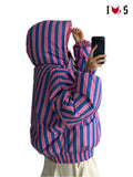 Double Trouble Reversible Puffer in pink and blue stripe