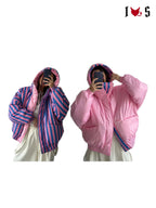 Pink and blue stripe and solid pink sides