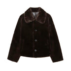Getaway Reversible Jacket Dark Brown - reversed faux fur side