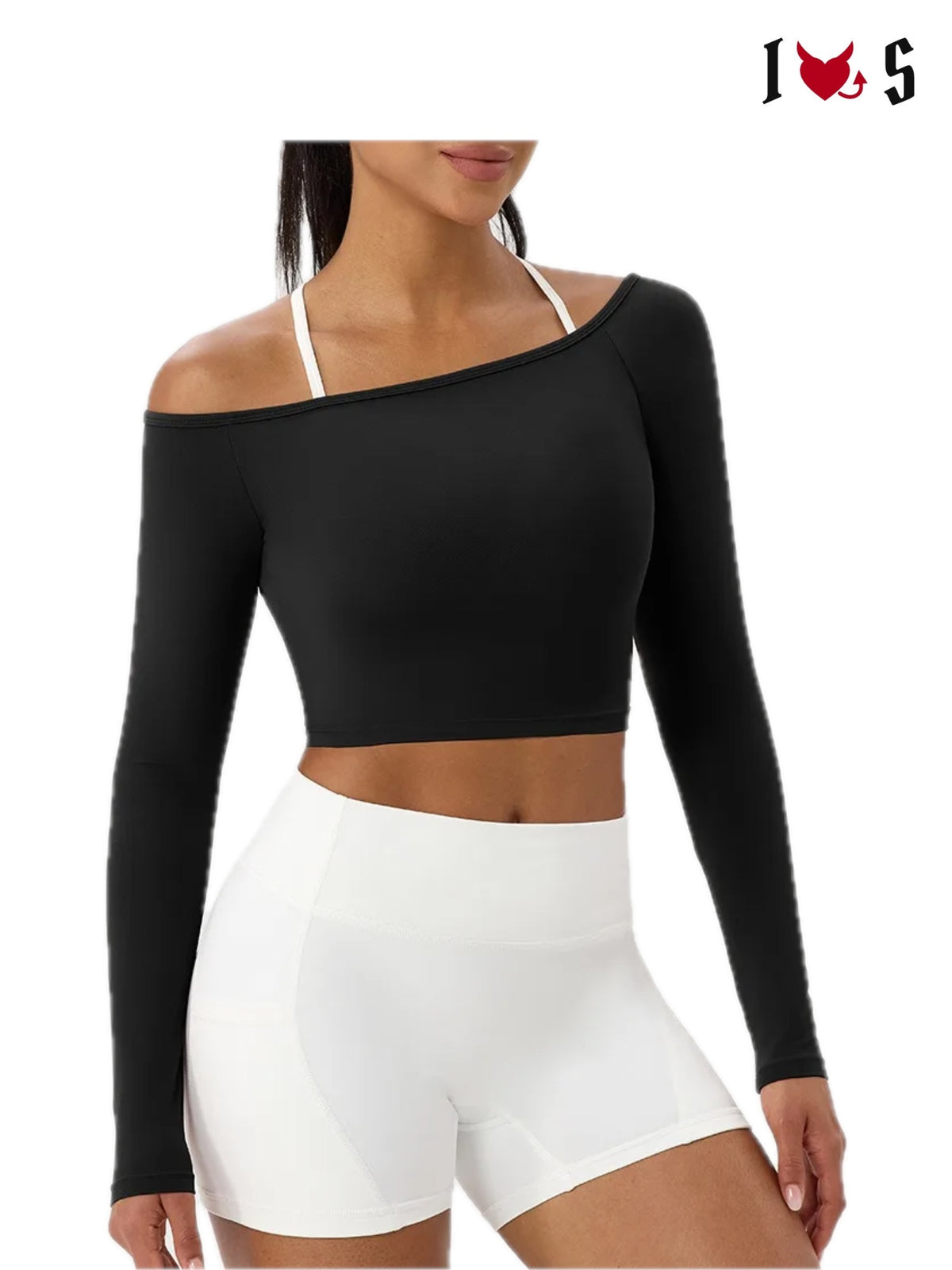 Bad Habit halter crop top in black
