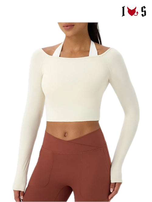 Halter crop top in cream