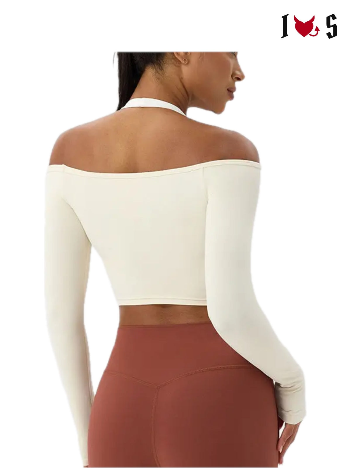 Halter crop top back view