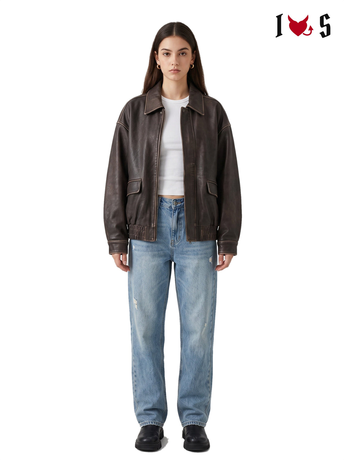 Outlaw Biker Jacket Brown - front