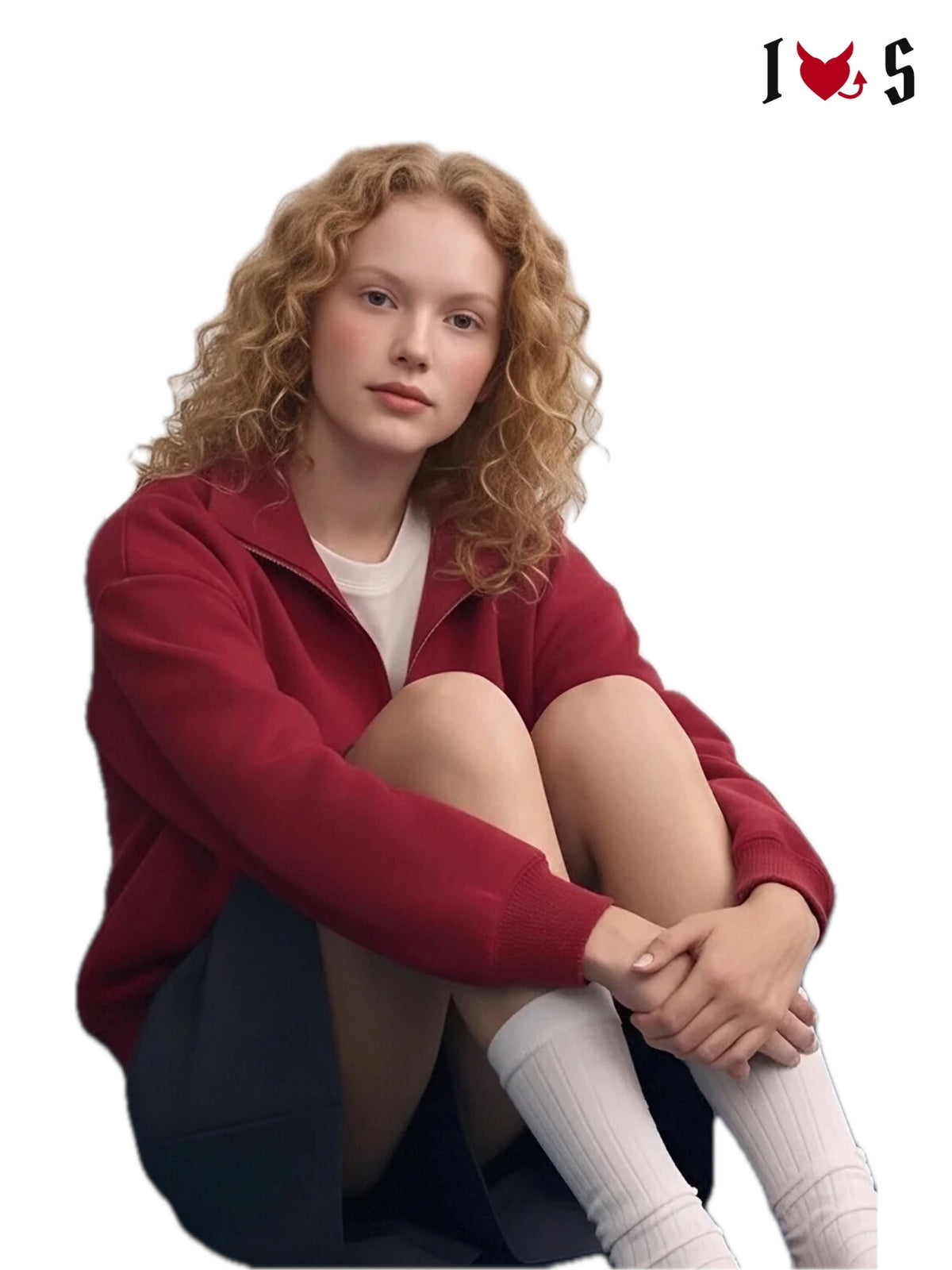 Cherry Bomb half-zip knit in red